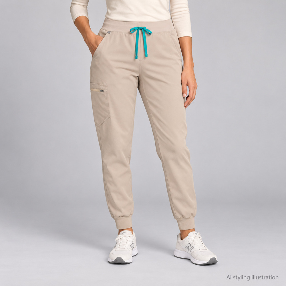 FIGS Beige Zamora Jogger Scrub Pants Medium Petite